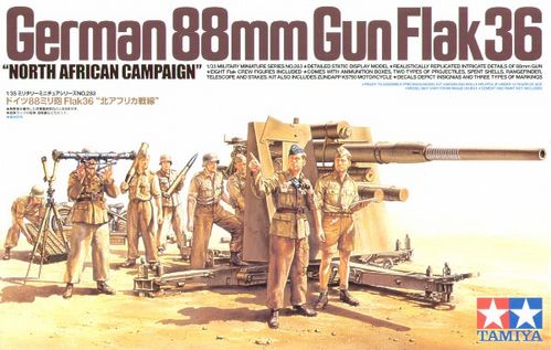 CAÑON ALEMAN FLAK 36 88MM 1/35 TAMIYA DAK AFRIKA KORPS