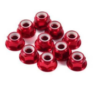 TUERCA AUTOBLOCANTE M4 FLANGED ROJO (10UDS)