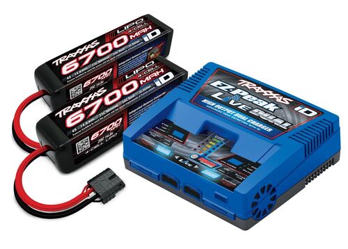 PACK CARGADOR DUAL ID TRAXXAS + LIPO 6700MAH 4S TRAXXAS-2UDS'