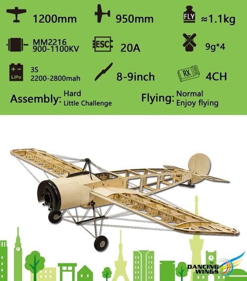 S20 FOKKER-E 1.2M BALSA KIT DANCING WINGS