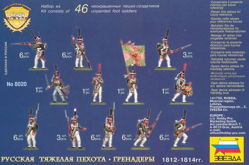 GRANADEROS RUSOS INFANTERIA PESADA 1812-1814 1/72 ZVEZDA